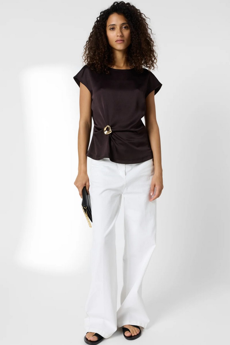 Gerard Darel Gerard Darel Γυναικείο Top Draped Slim Fit Με Χρυσό Κόσμημα - 2