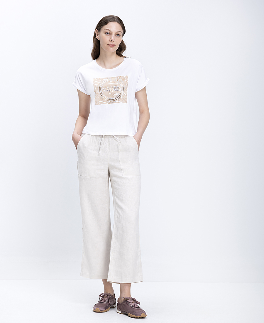 Gaudi Γυναικεία Μπλούζα Regular Fit Με Logo Print Και Strass Λεπτομέρειες