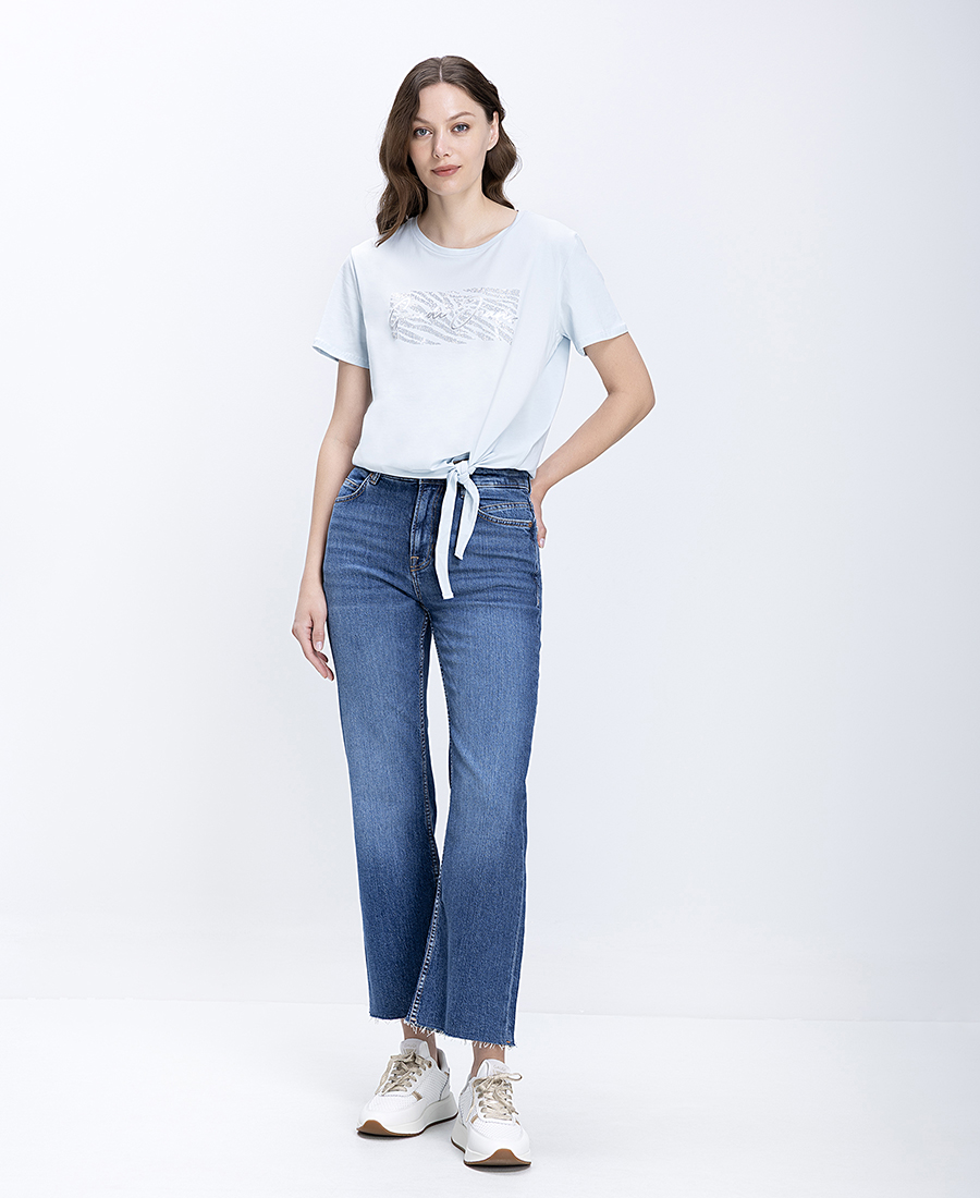 Gaudi Γυναικεία Μπλούζα Regular Fit Με Knot Detail Και Logo Print φωτογραφία