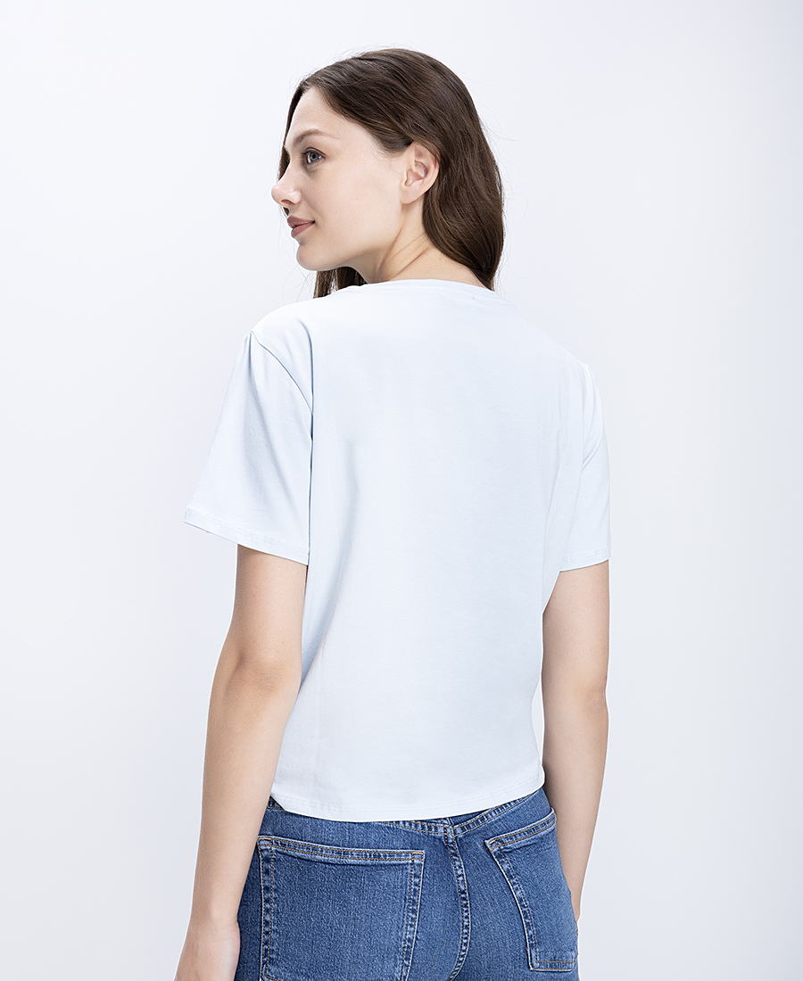 Gaudi Γυναικεία Μπλούζα Regular Fit Με Knot Detail Και Logo Print φωτογραφία