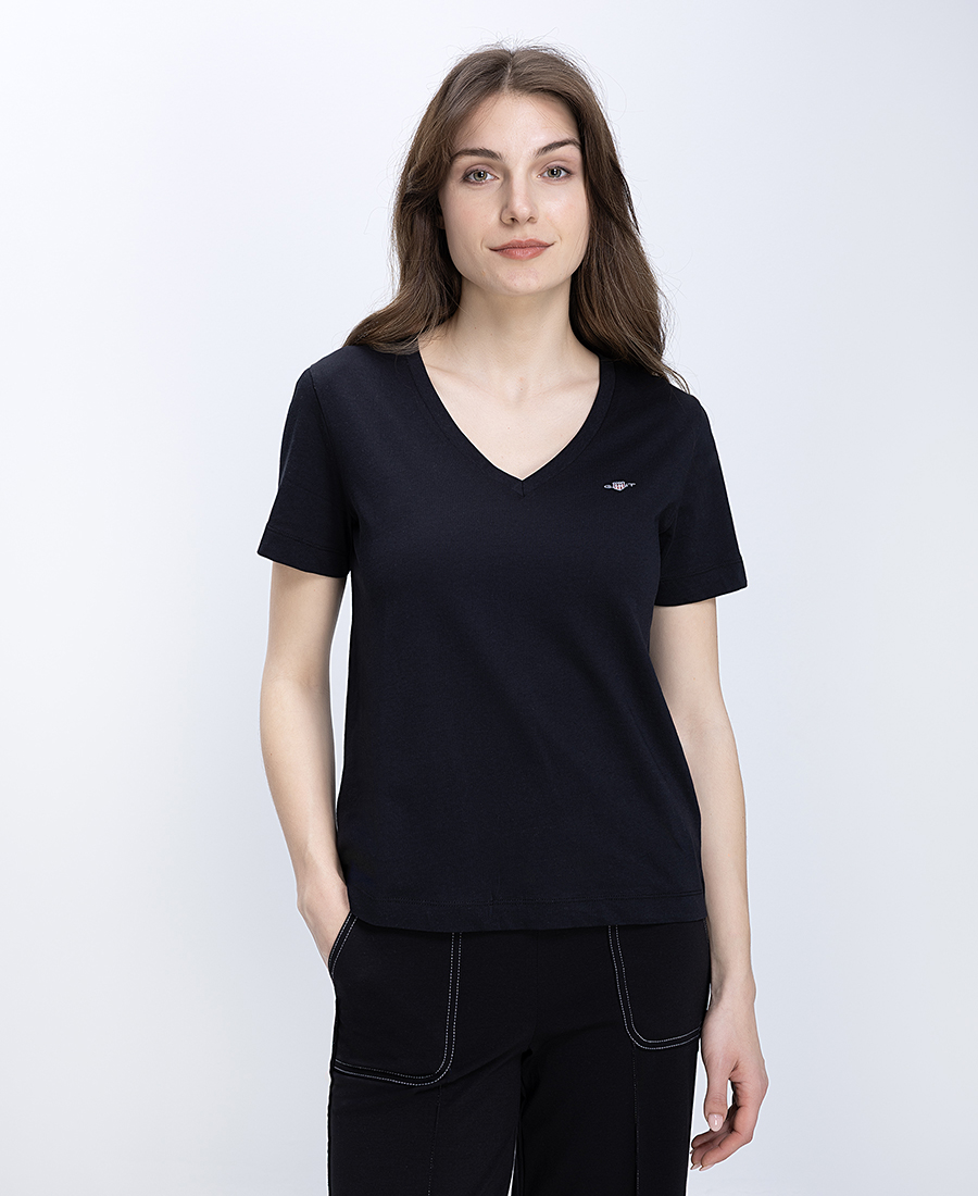 Gant Γυναικεία Μπλούζα V Neck Regular Fit Βαμβακερή