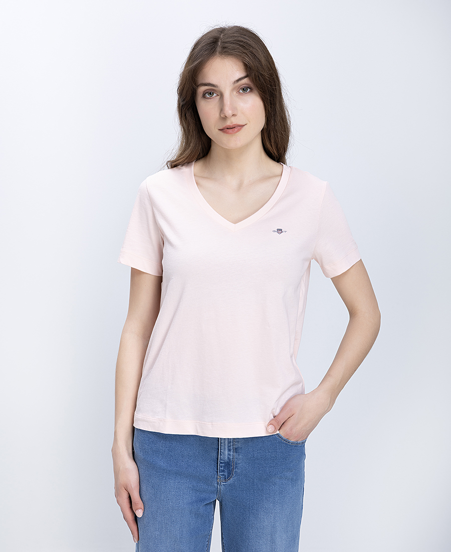 Gant Γυναικεία Μπλούζα V Neck Regular Fit Βαμβακερή