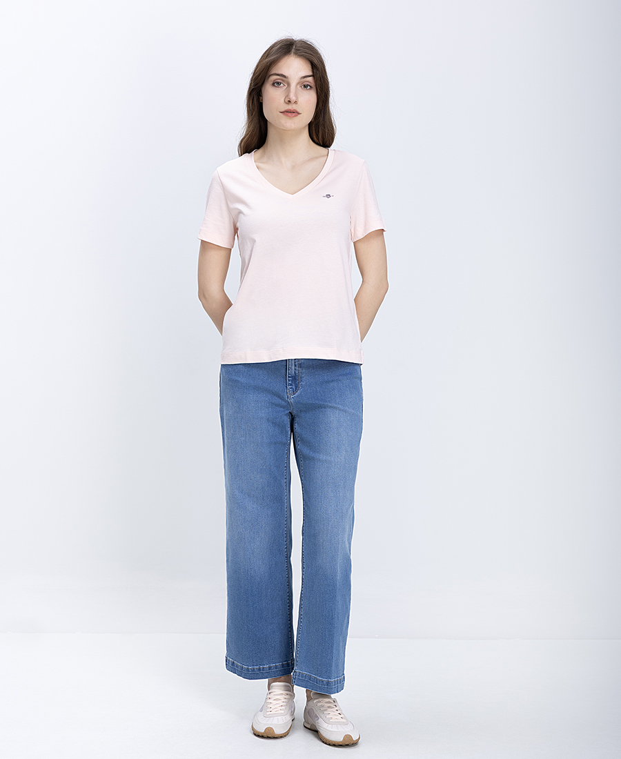 Gant Γυναικεία Μπλούζα V Neck Regular Fit Βαμβακερή