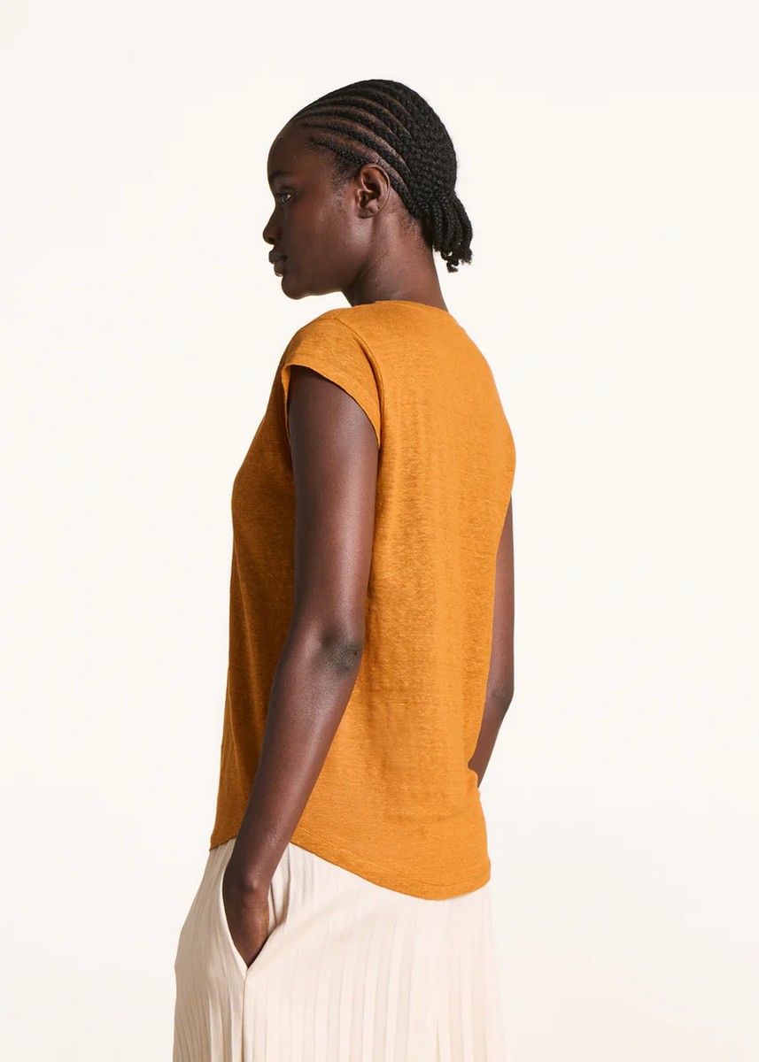 La Fee Maraboutee Γυναικείο Λινό T Shirt Με V Neckline Regular Fit φωτογραφία