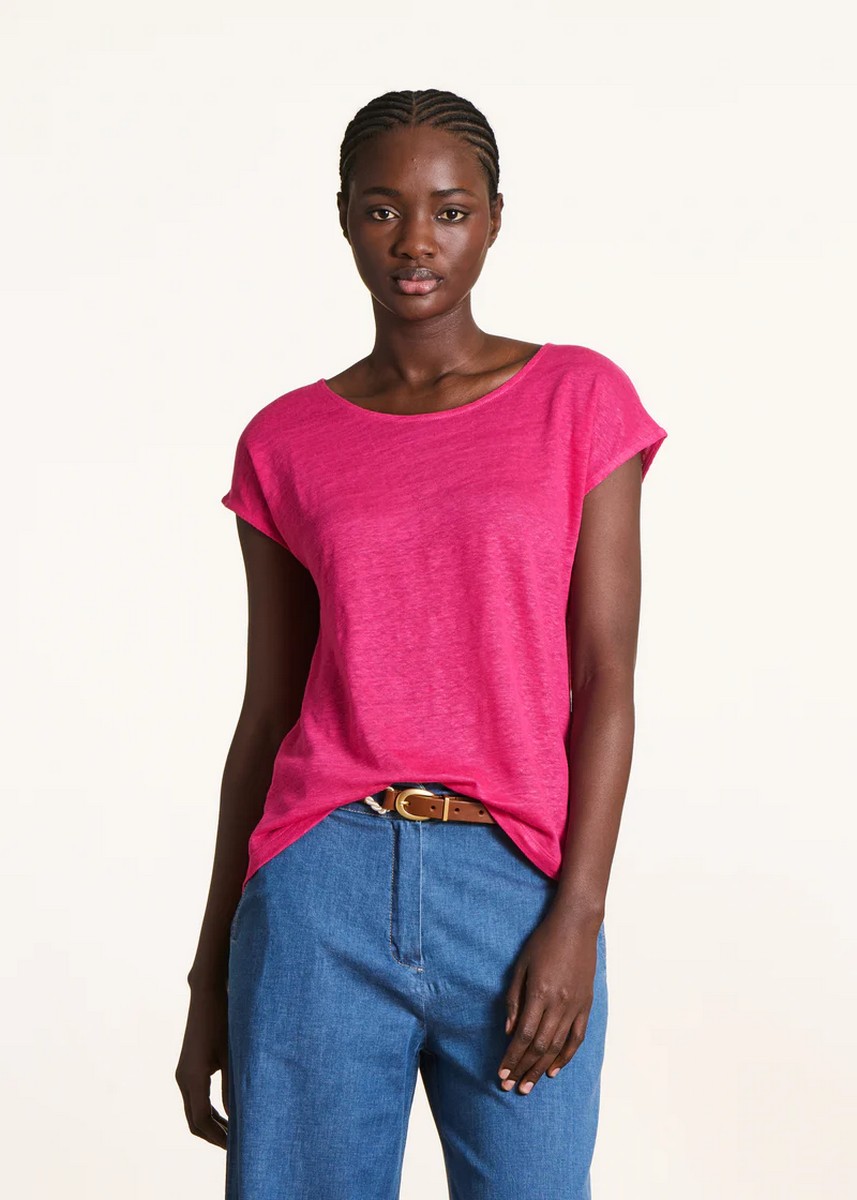 La Fee Maraboutee Γυναικείο Λινό T Shirt Με Στρογγυλή Λαιμόκοψη Regular Fit