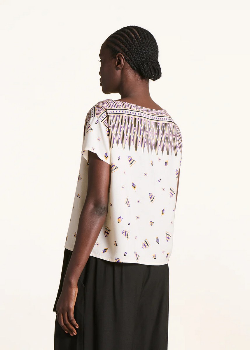 La Fee Maraboutee Γυναικείο Cropped Top Με Ethnic Print Και Boat Neck Regular Fit φωτογραφία