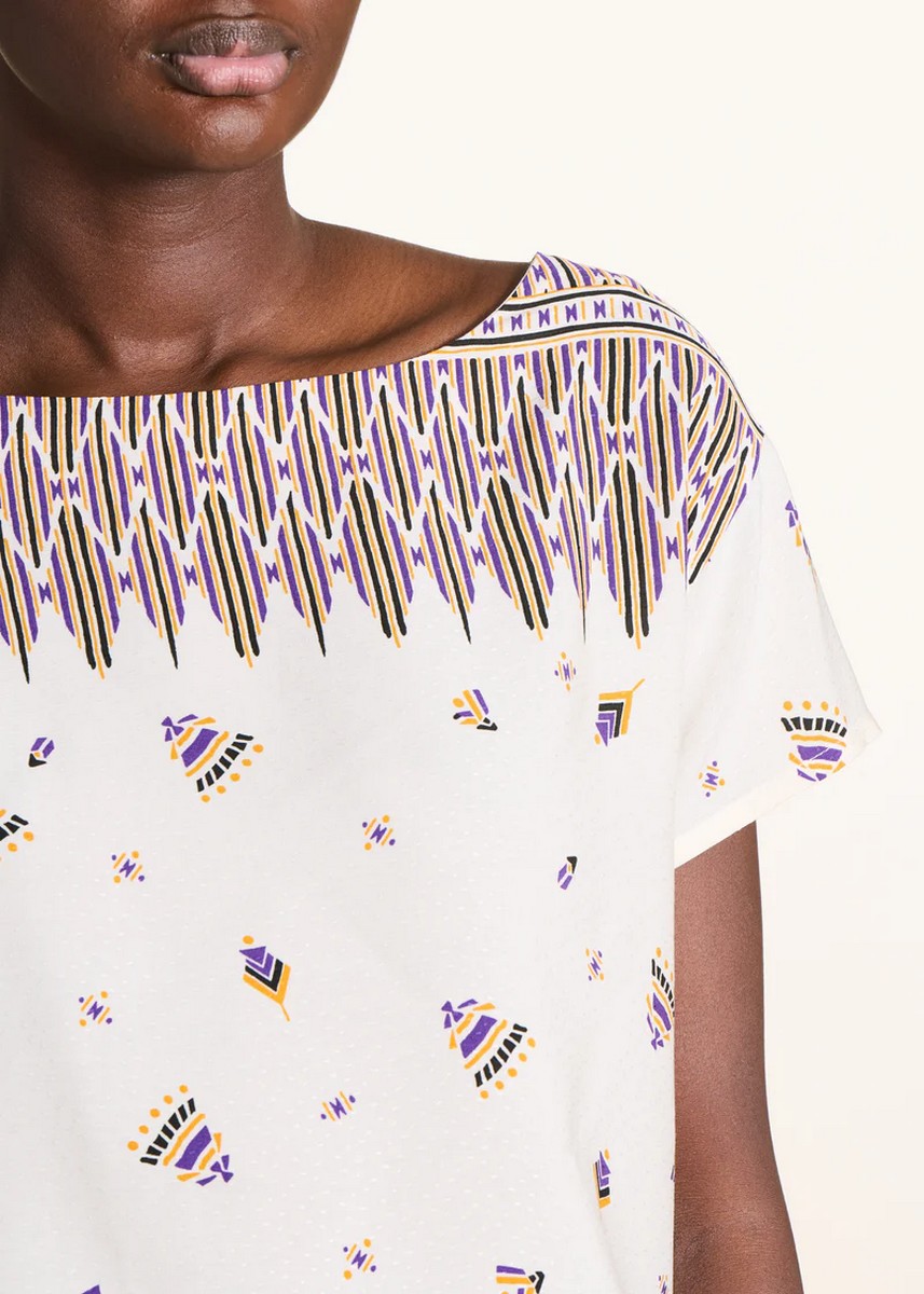 La Fee Maraboutee Γυναικείο Cropped Top Με Ethnic Print Και Boat Neck Regular Fit φωτογραφία