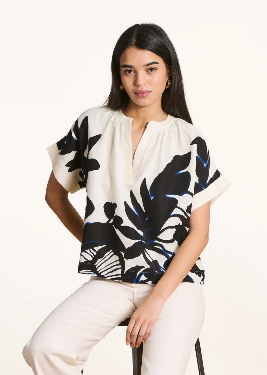 La Fee Maraboutee Γυναικείο Top Με Botanical Print Και Tunisian Neckline Loose Fit