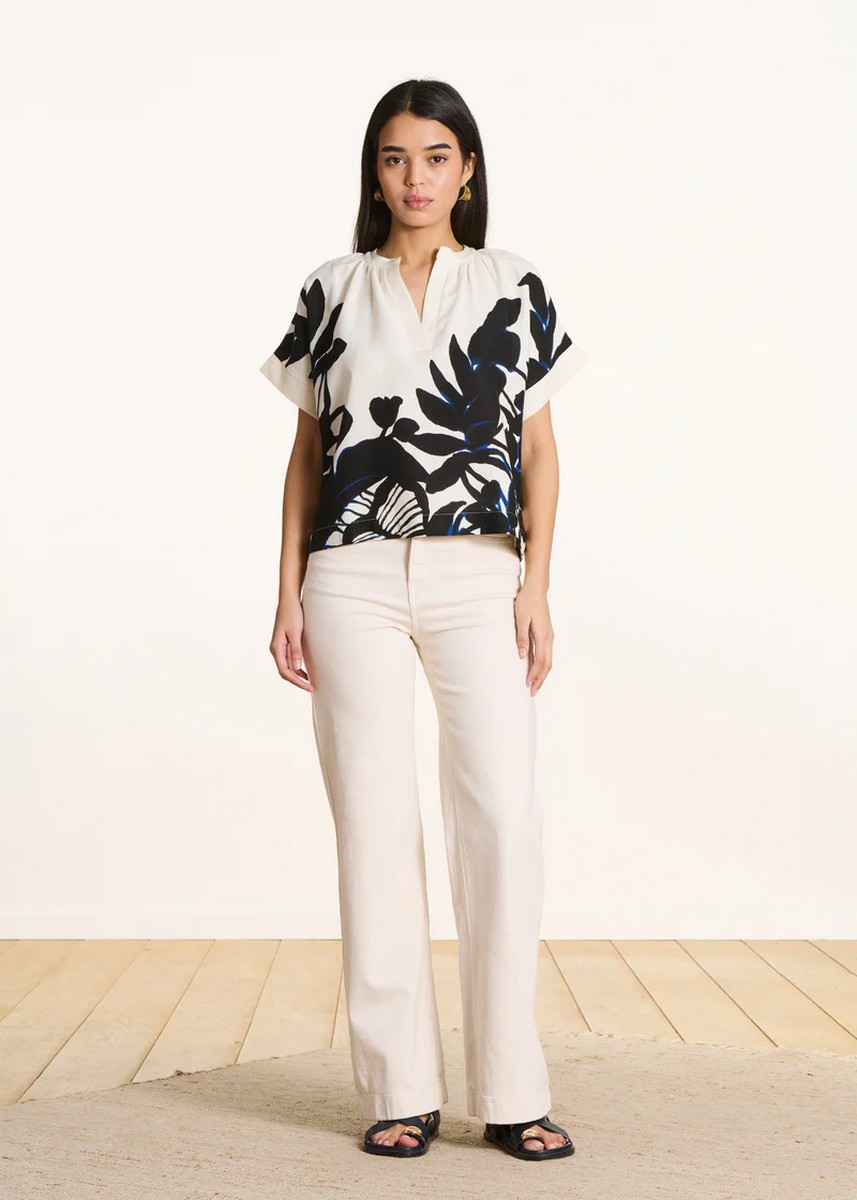 La Fee Maraboutee Γυναικείο Top Με Botanical Print Και Tunisian Neckline Loose Fit φωτογραφία