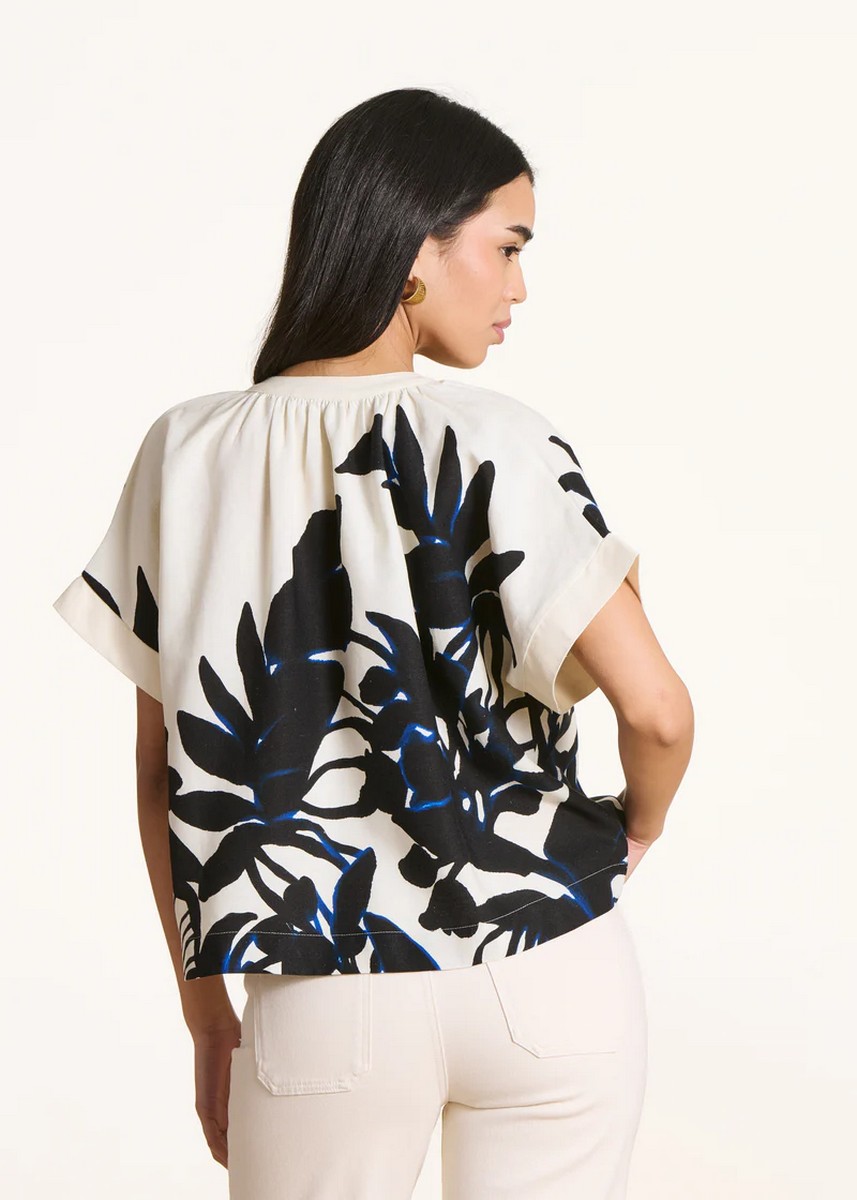 La Fee Maraboutee Γυναικείο Top Με Botanical Print Και Tunisian Neckline Loose Fit φωτογραφία