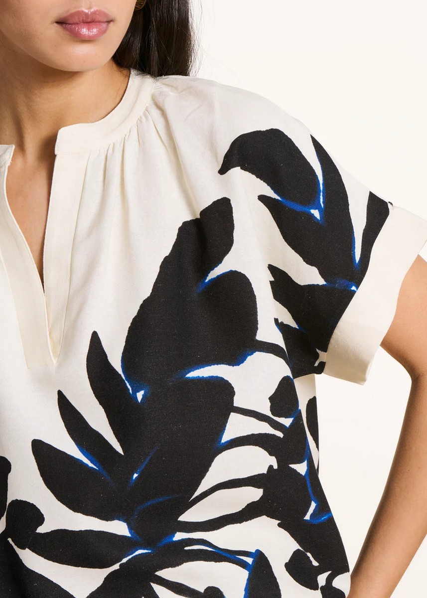 La Fee Maraboutee Γυναικείο Top Με Botanical Print Και Tunisian Neckline Loose Fit φωτογραφία