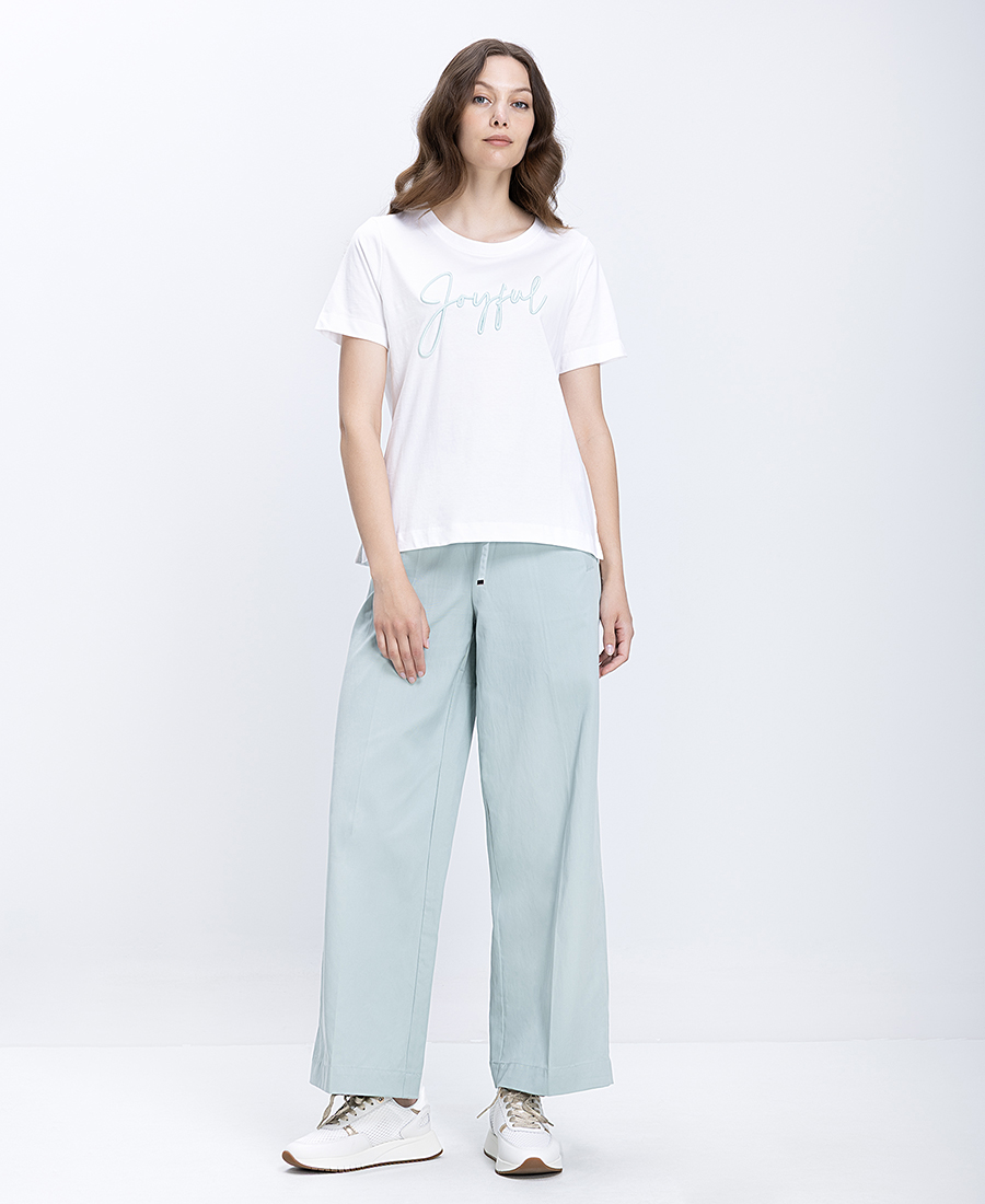 Γυναικείο Βαμβακερό T-Shirt Με Διακοσμητικό Lettering φωτογραφία