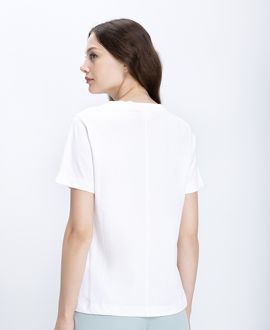 Γυναικείο Βαμβακερό T-Shirt Με Διακοσμητικό Lettering φωτογραφία
