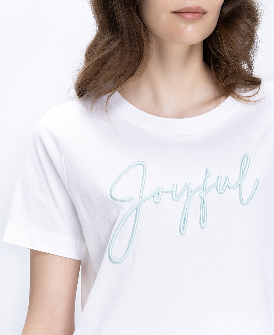 Γυναικείο Βαμβακερό T-Shirt Με Διακοσμητικό Lettering φωτογραφία
