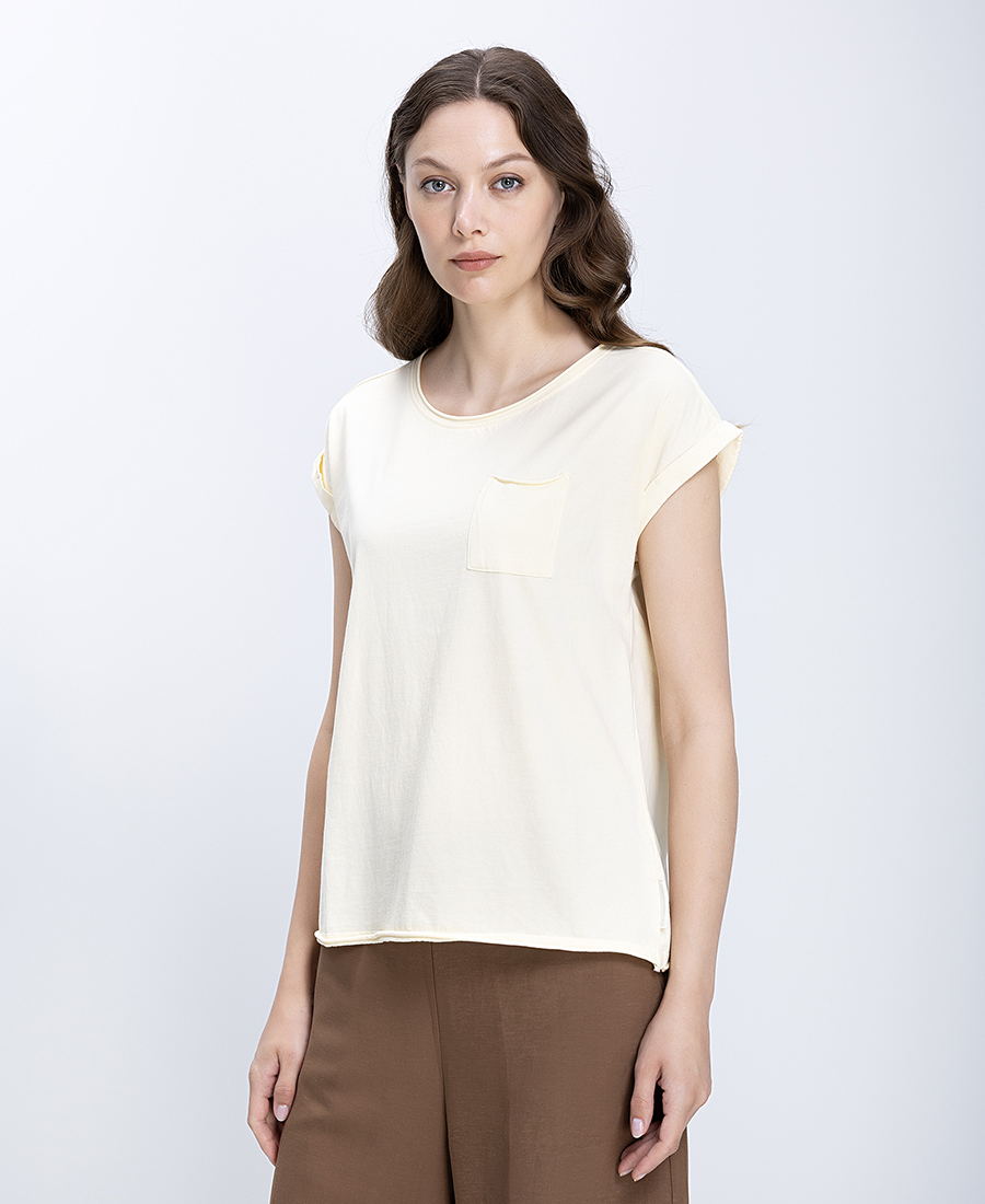 The Fashion People Γυναικεία Βαμβακερή Μπλούζα Regular Fit Με Τσέπη