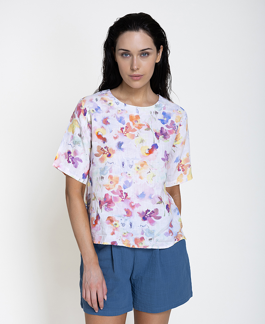 Γυναικεία Λινή Μπλούζα Με Floral Μοτίβο Για All-Day Εμφανίσεις