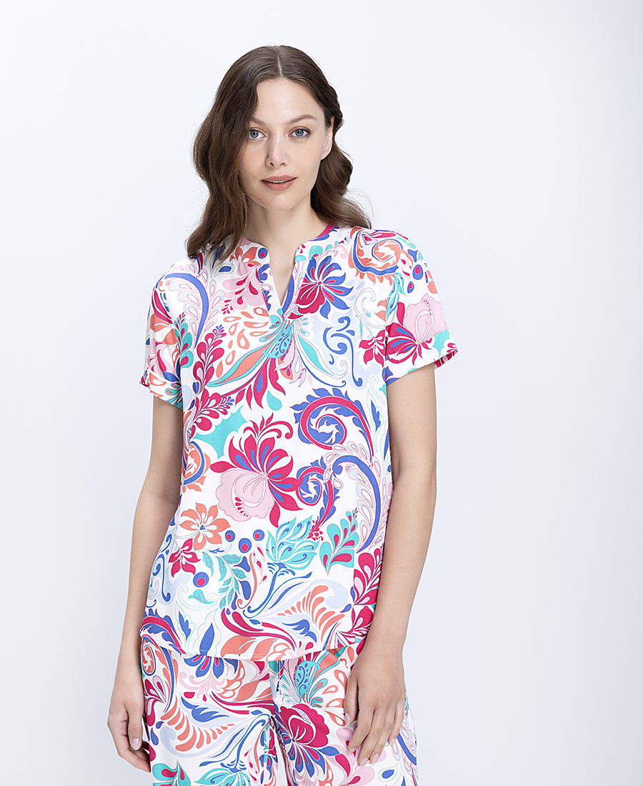 Γυναικεία Μπλούζα Regular Fit Με Πολύχρωμο Floral Print