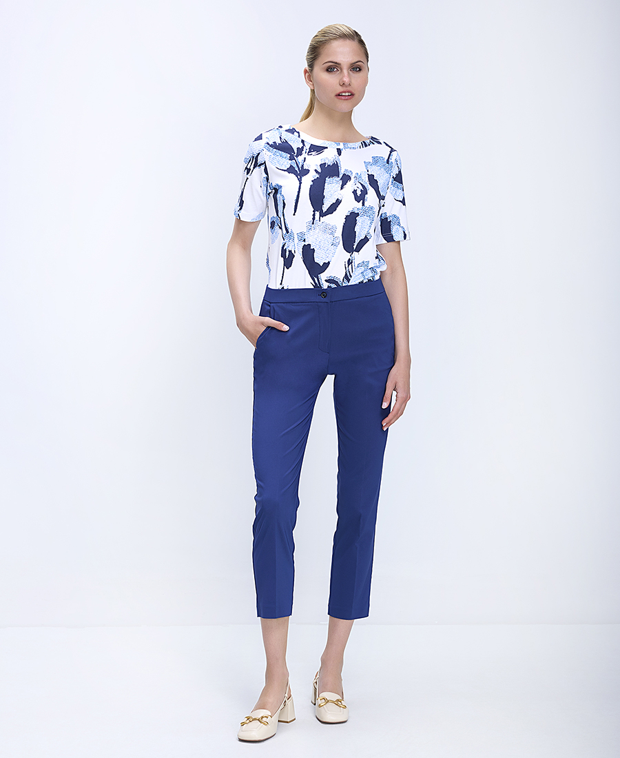 Γυναικεία Μπλούζα Με Floral Print Και Κοντό Μανίκι