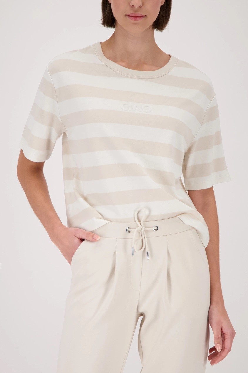 Monari Γυναικείο T-Shirt Σε Ριγέ Σχέδιο Με Διακοσμητιτκό Lettering 'Ciao'