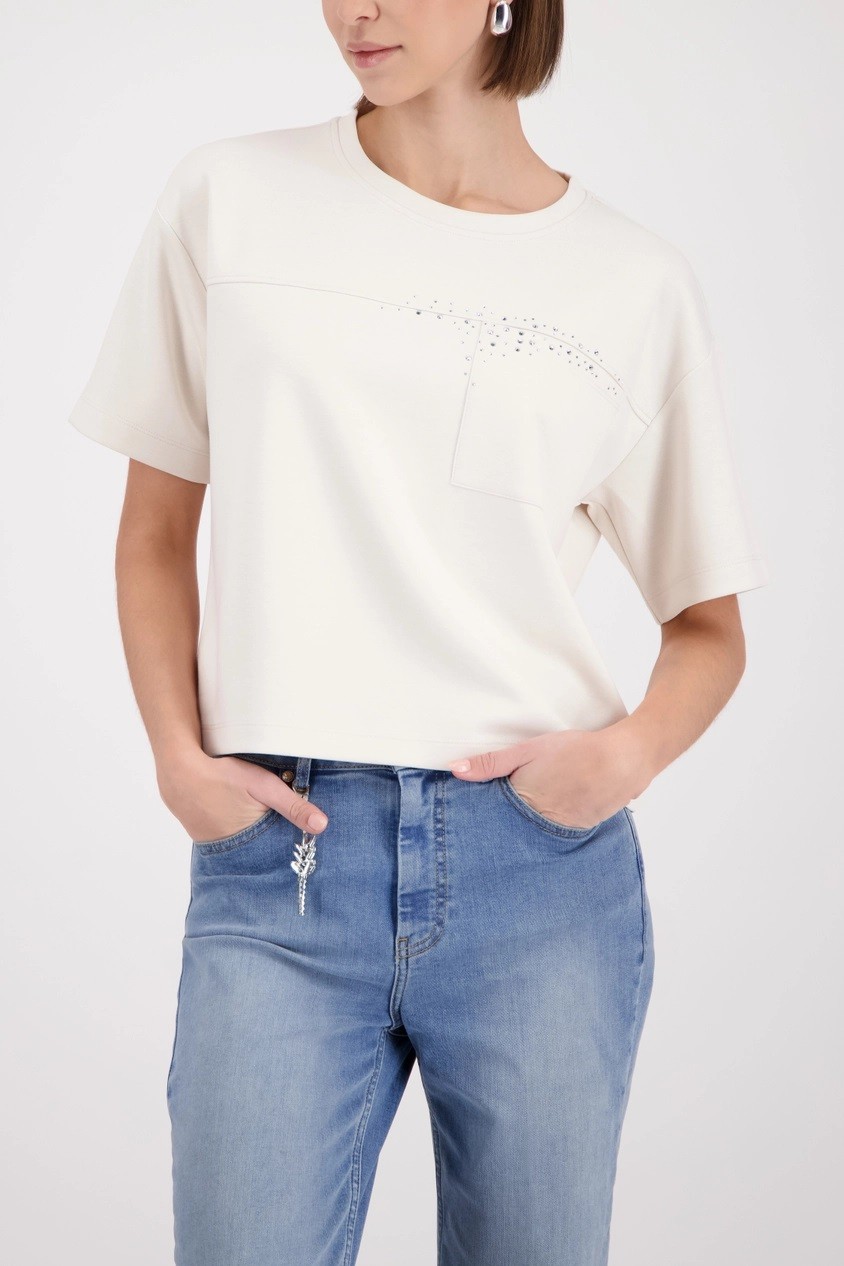 Monari Γυναικείο Sweatshirt Με Τσέπη Και Strass Λεπτομέρειες