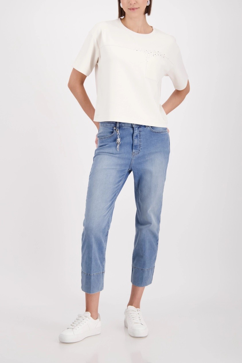 Monari Γυναικείο Sweatshirt Με Τσέπη Και Strass Λεπτομέρειες