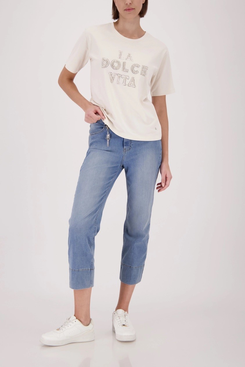 Monari Γυναικείο T-Shirt Με Διακοσμητικό Lettering Από Strass