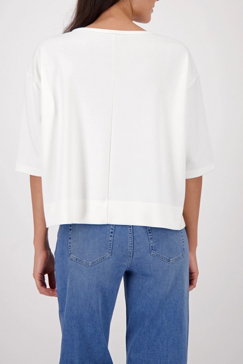 Monari Monari Γυναικεία Μπλούζα Με Ανάγλυφο Logo Regular Fit - 3