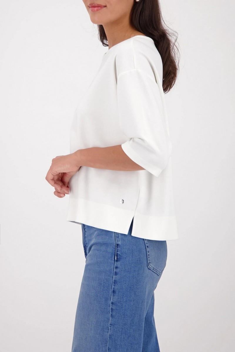 Monari Monari Γυναικεία Μπλούζα Με Ανάγλυφο Logo Regular Fit - 5