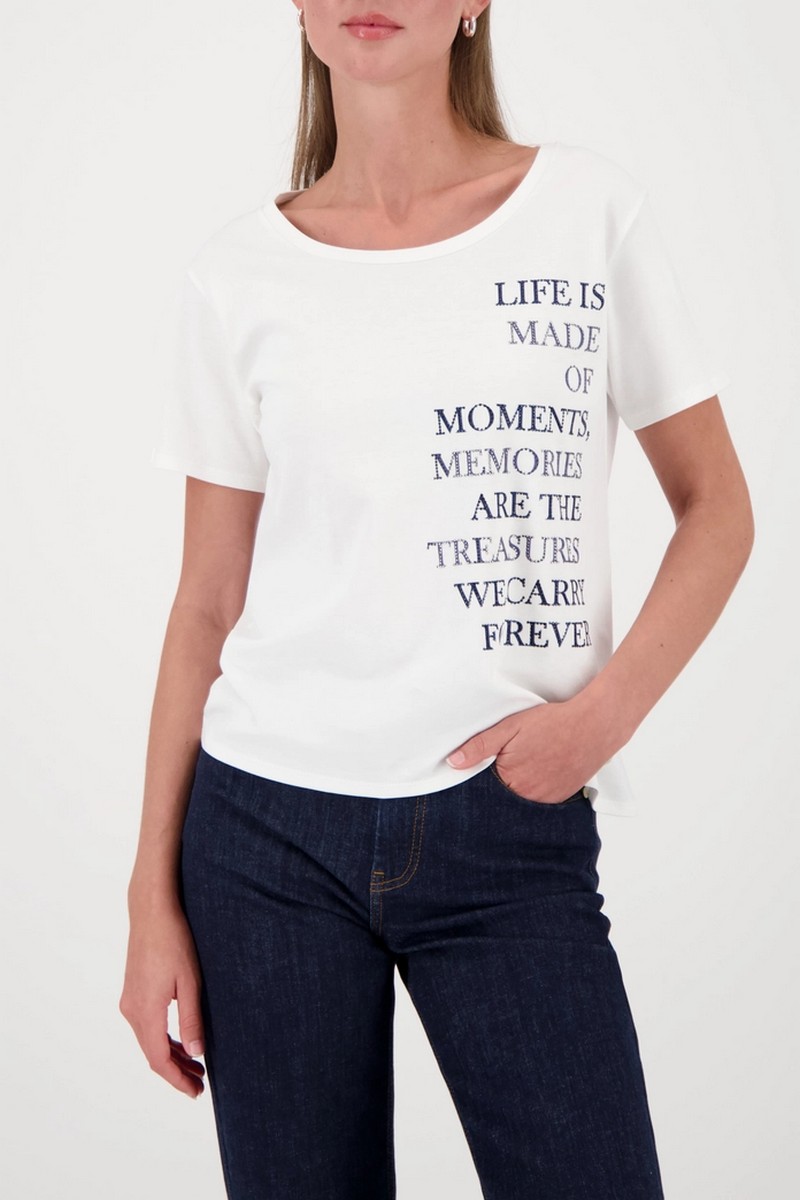 Monari Γυναικείο T-Shirt Βαμβακερό Με Γραφικό Lettering