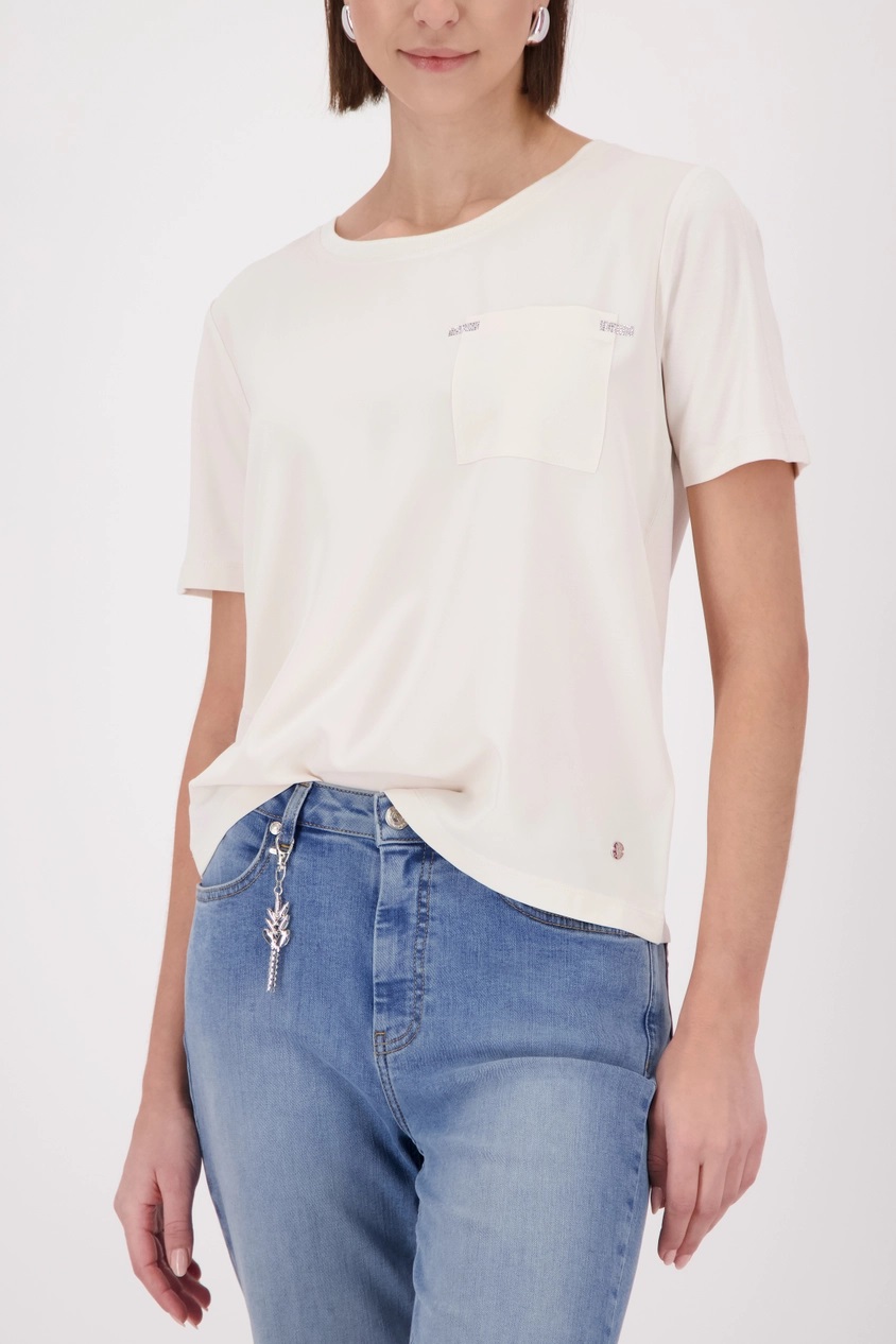 Monari Γυναικείο T-Shirt Με Τσέπη Και Strass Λεπτομέρειες