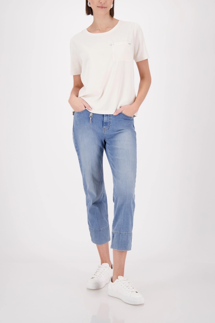 Monari Γυναικείο T-Shirt Με Τσέπη Και Strass Λεπτομέρειες