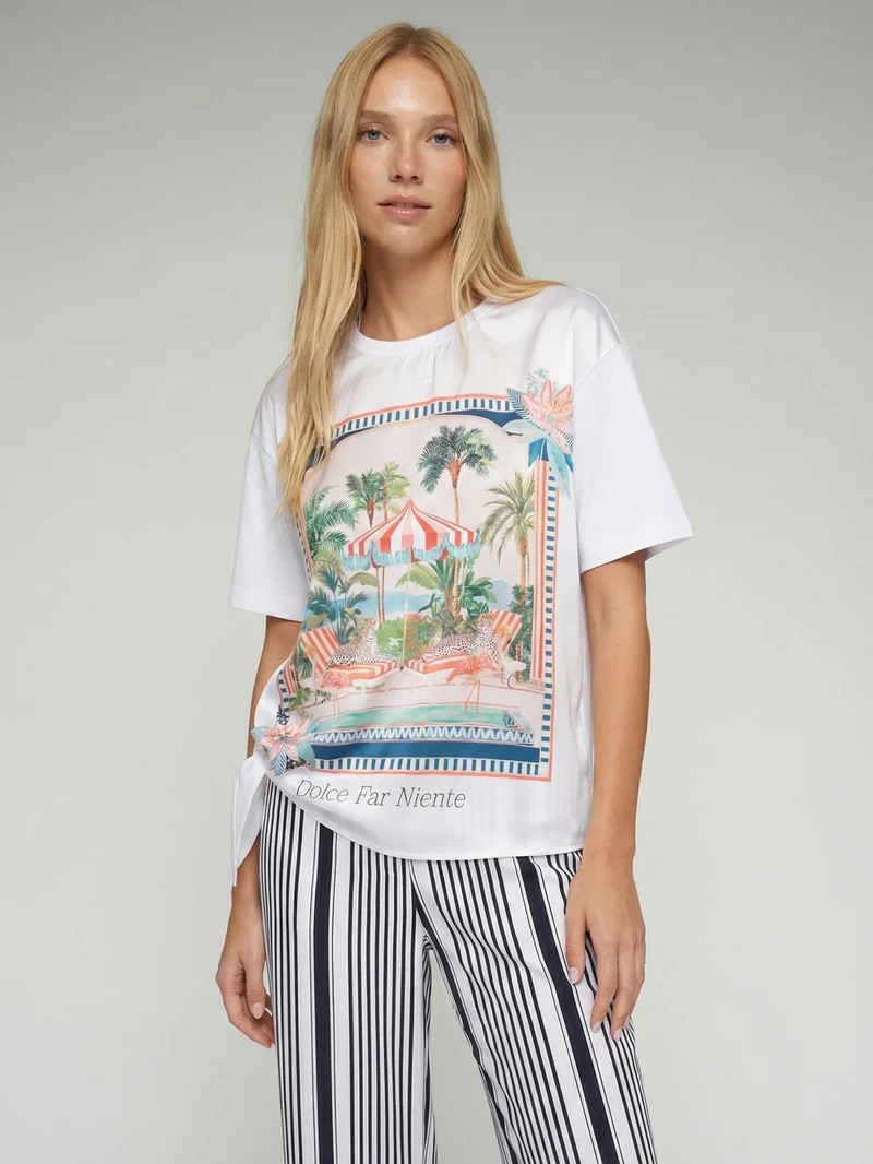 Vilagallo Γυναικείο T-Shirt Με Tropical Print