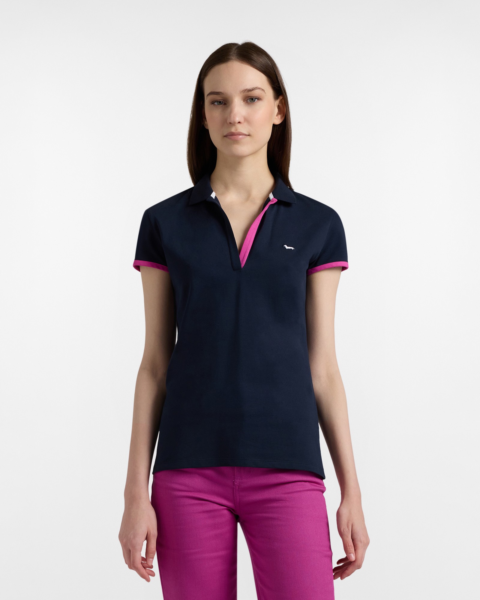 Harmont & Blaine Γυναικεία Polo Μπλούζα Με Contrast Γιακά Slim Fit