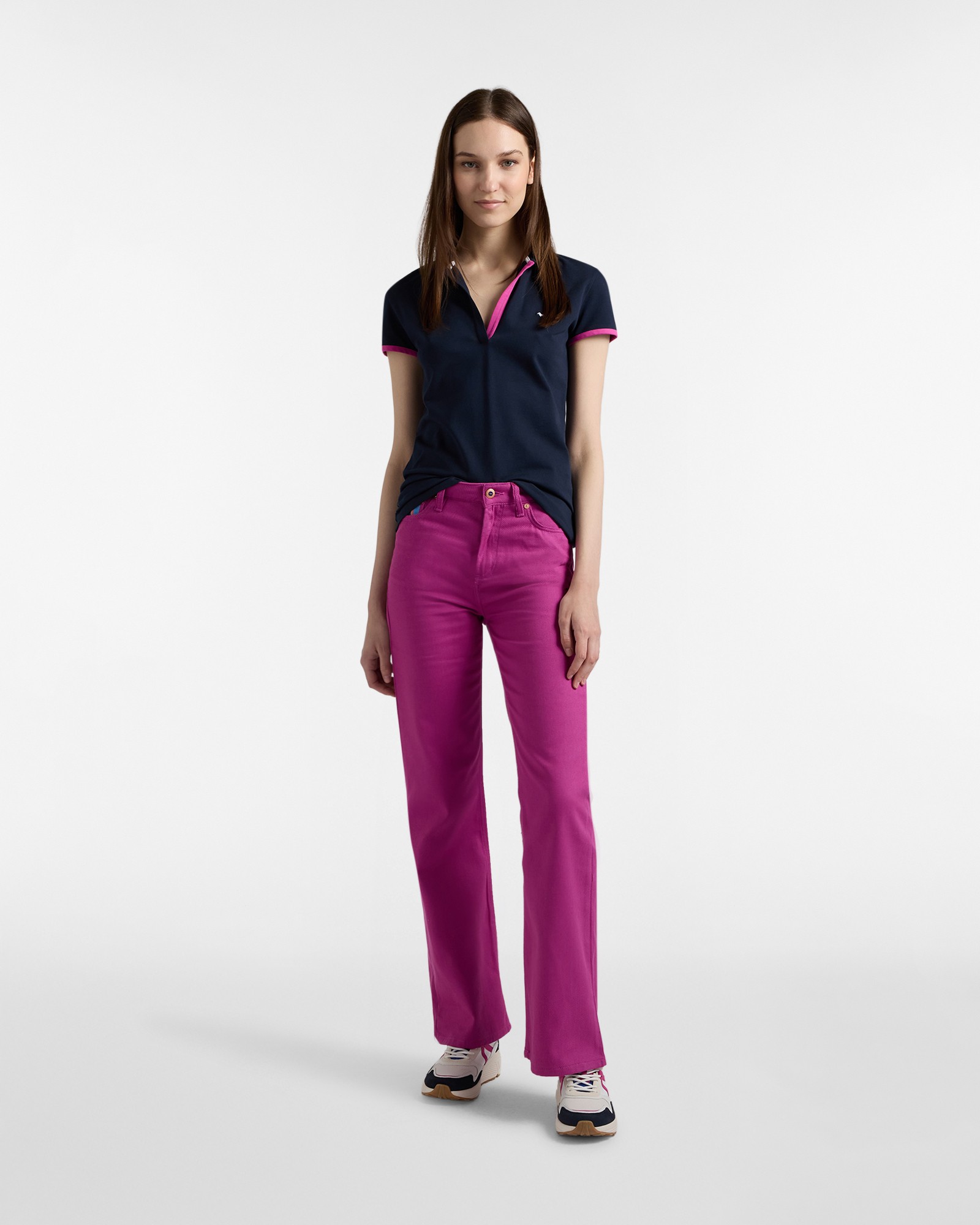 Harmont & Blaine Γυναικεία Polo Μπλούζα Με Contrast Γιακά Slim Fit