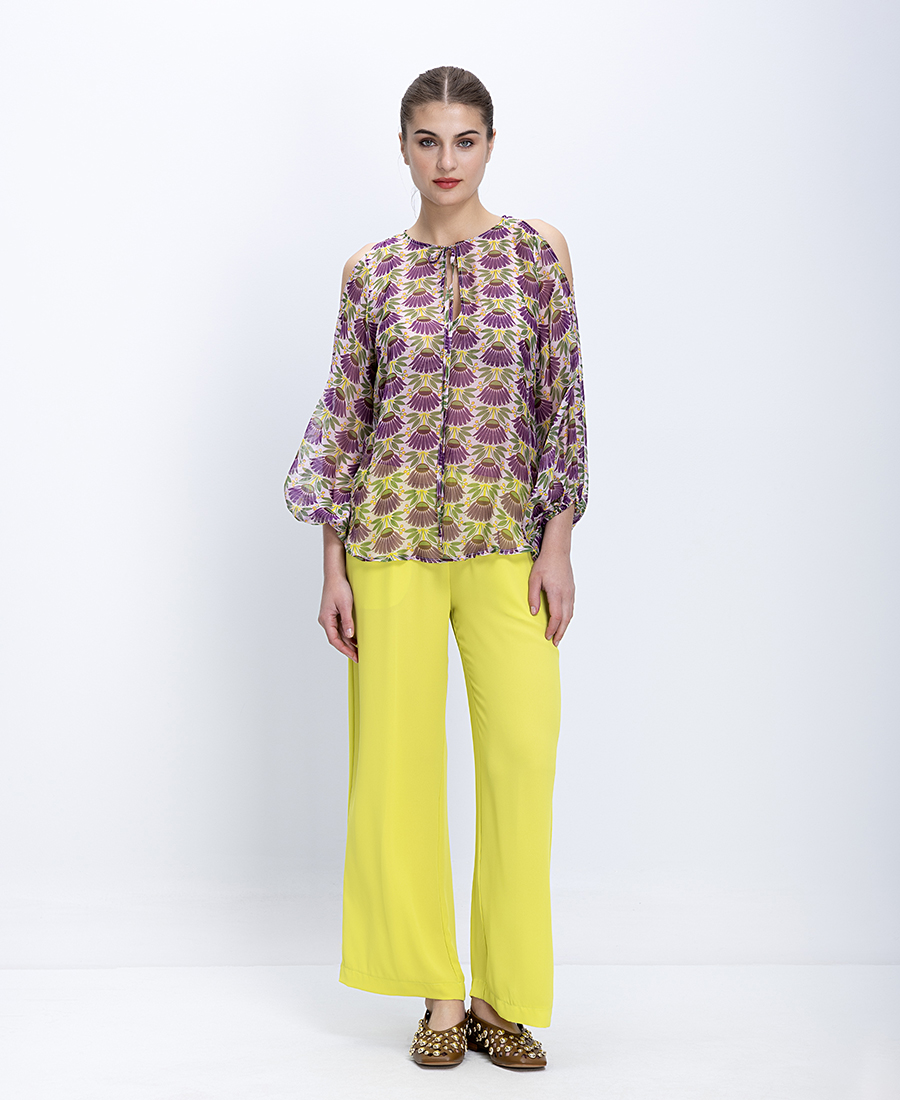 Γυναικεία Μπλούζα Με Cold Shoulder Και Floral Εμπριμέ Σχέδιο