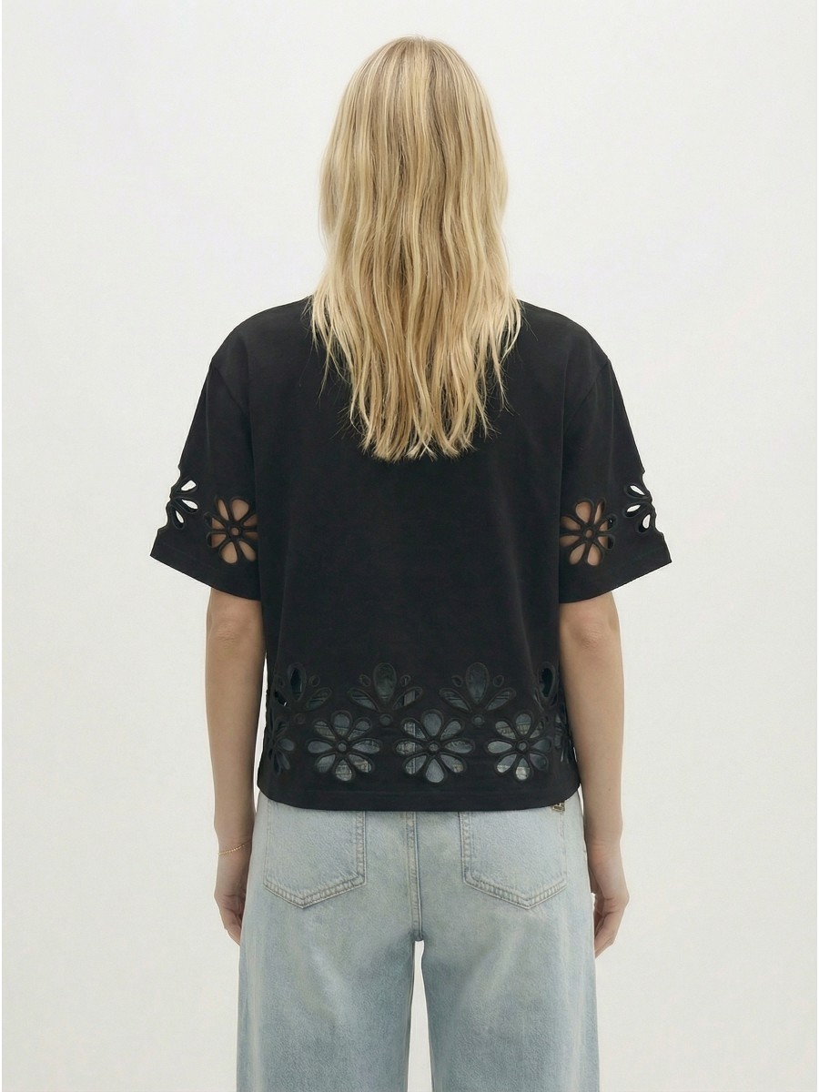 Berenice Γυναικείο T Shirt Με Floral Cut Out Λεπτομέρειες φωτογραφία