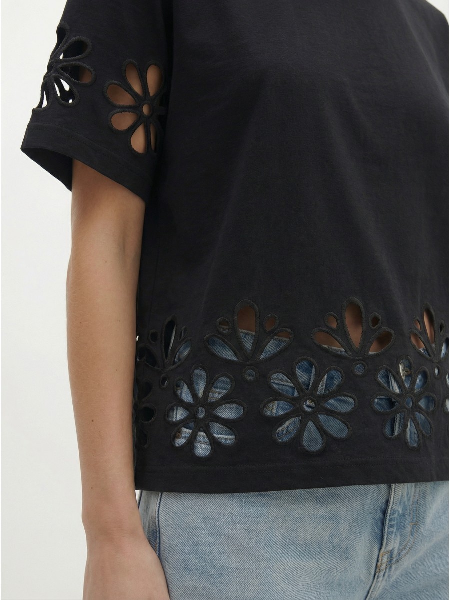 Berenice Γυναικείο T Shirt Με Floral Cut Out Λεπτομέρειες φωτογραφία