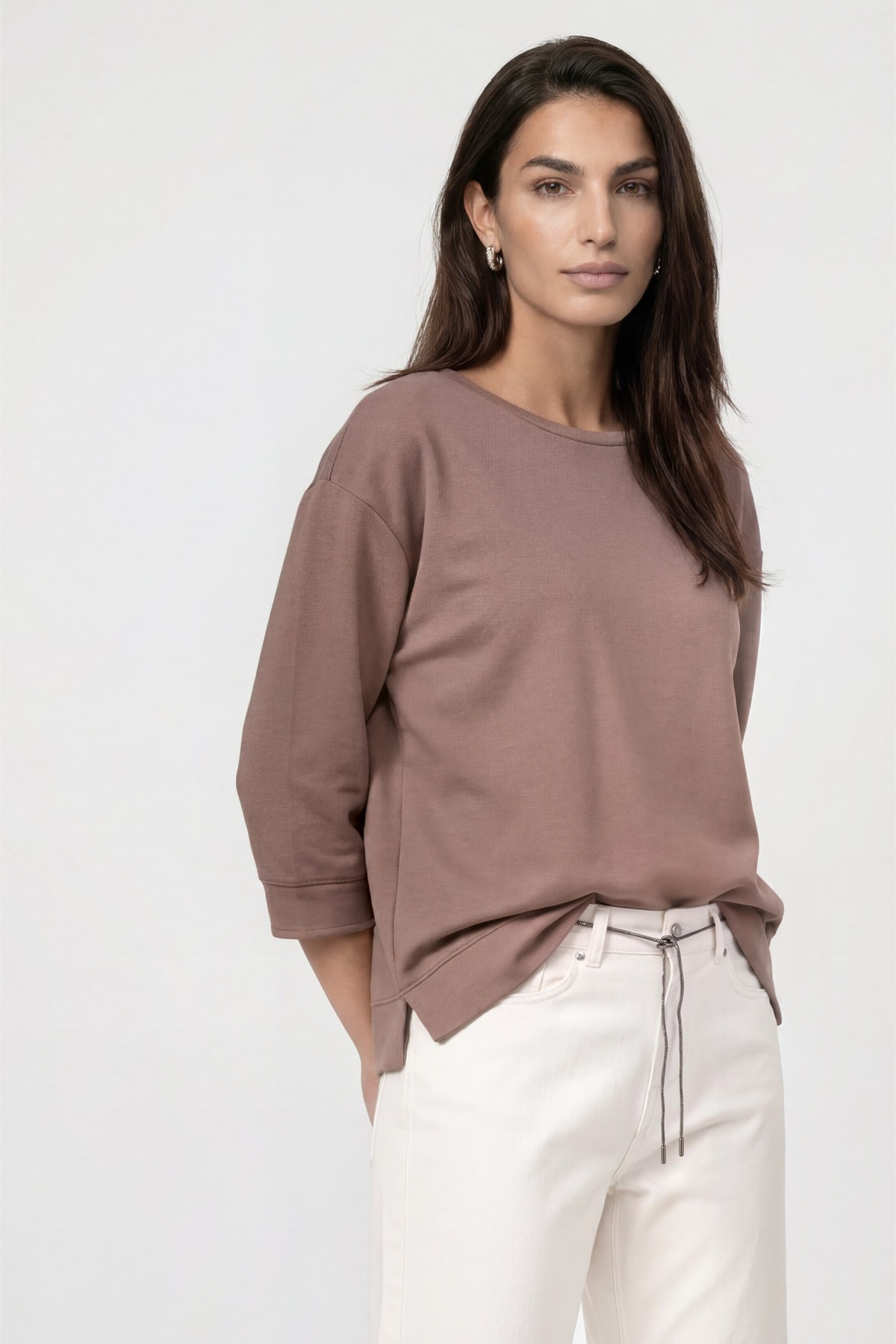 Monari Γυναικεία Μπλούζα Μονόχρωμη ΓλρεζRelaxed Fit Με 3/4 Μανίκια Για Smart Casual Εμφανίσεις