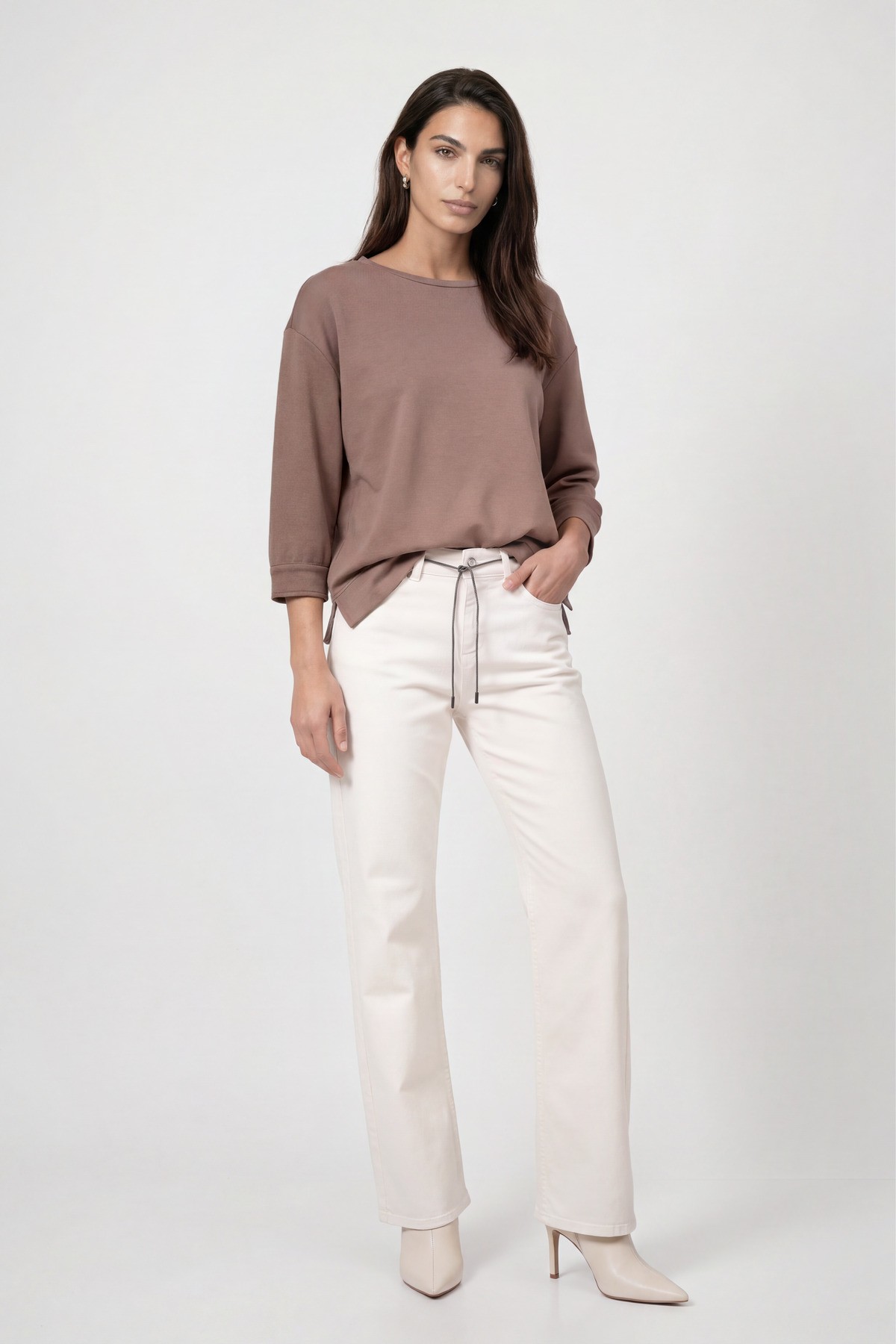 Monari Γυναικεία Μπλούζα Μονόχρωμη ΓλρεζRelaxed Fit Με 3/4 Μανίκια Για Smart Casual Εμφανίσεις