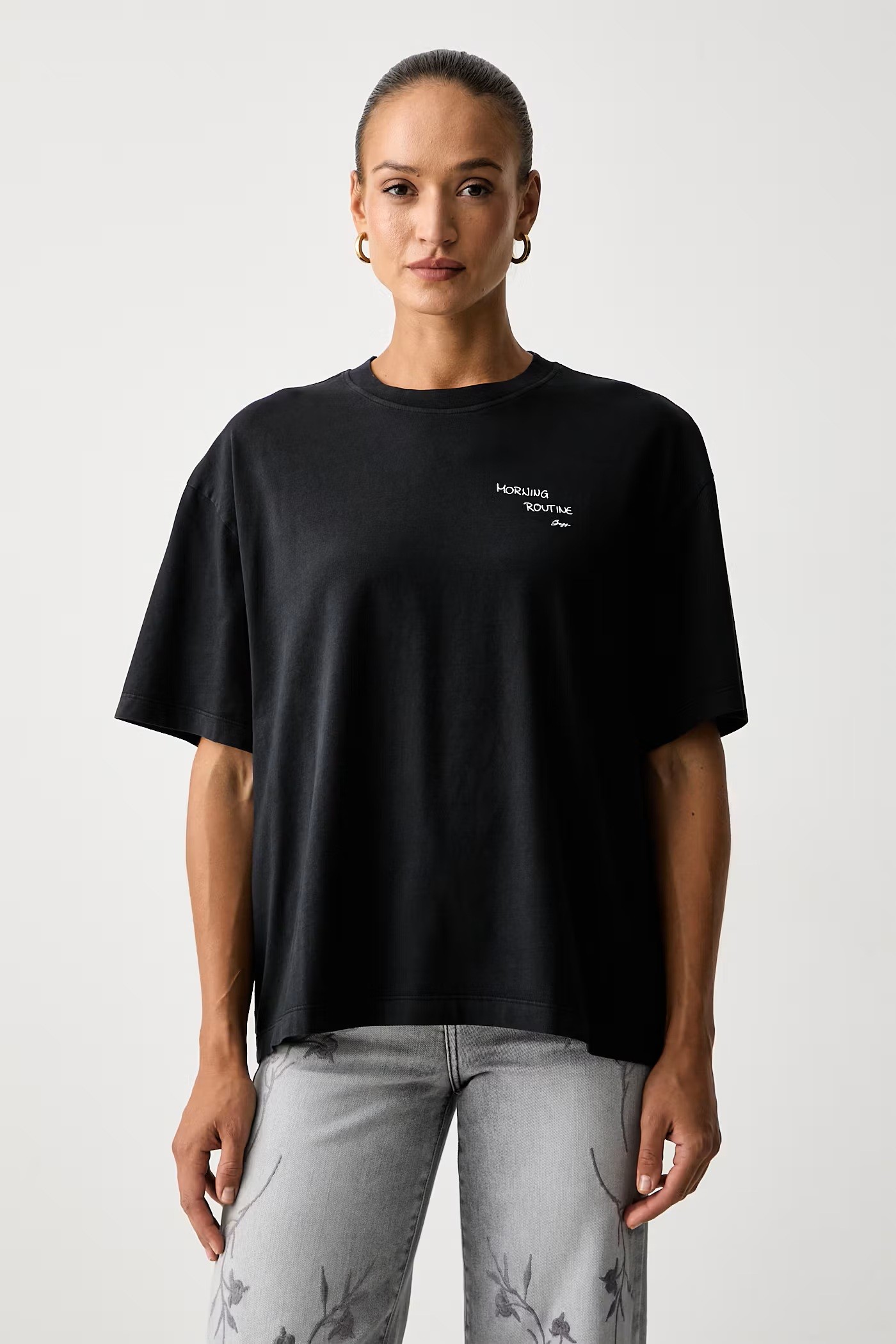 Boss Γυναικείο Βαμβακερό Μαύρο T-Shirt Με Graphic Print Relaxed Fit Για Casual All-Day Εμφανίσεις