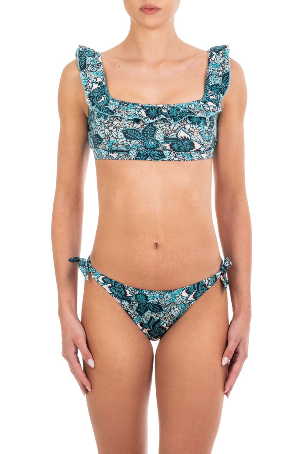Emmanuela Swimwear Emmanuela Swimwear Γυναικείο Μπικίνι Με Βολάν Λεπτομέρειες Και Floral Εμπριμέ Σχέδιο