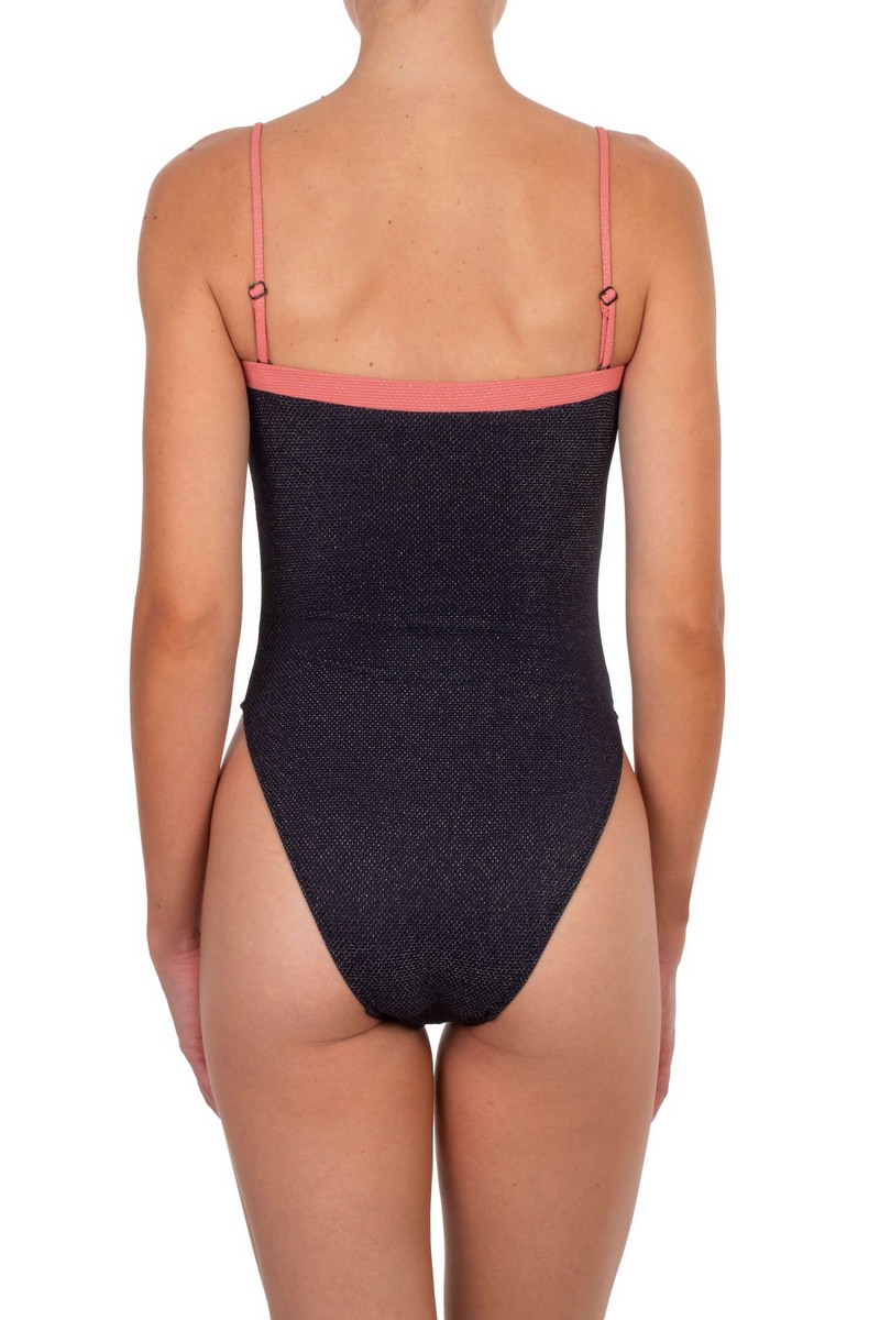 Emmanuela Swimwear Γυναικείο Ολόσωμο Μαγιό με Μεταλλική Κλωστή Regular Fit σε Μαύρο φωτογραφία