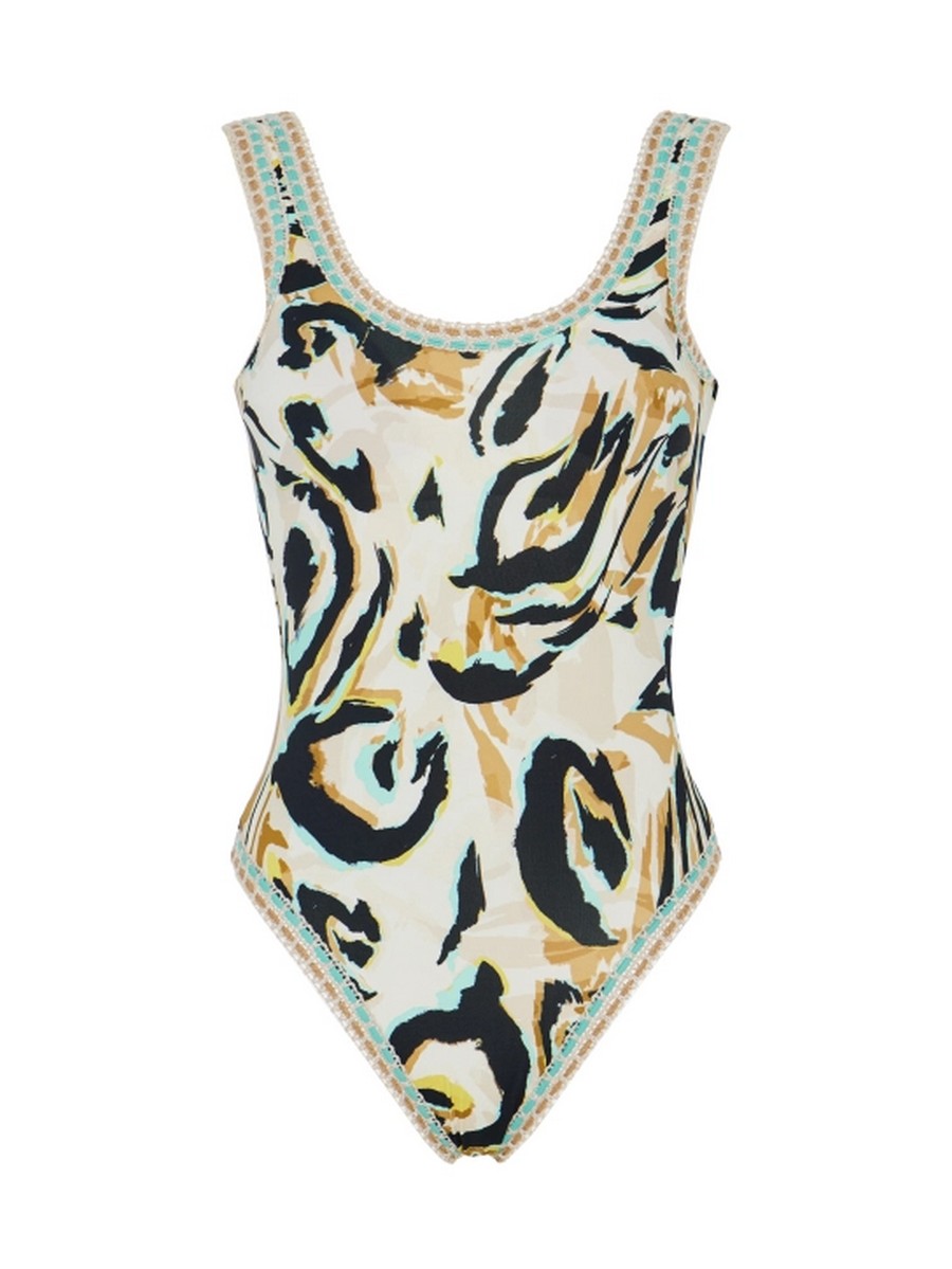 Lida Γυναικείο Ολόσωμο Μαγιό Με Δαντέλα Και Abstract Σχέδιο φωτογραφία