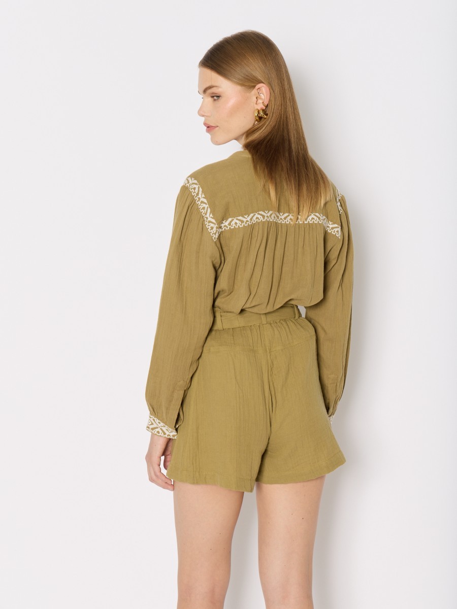 Berenice Γυναικείο Σορτς Regular Fit Από Βαμβάκι Με Κεντημένες Τσέπες Και Ρυθμιζόμενη Μέση φωτογραφία