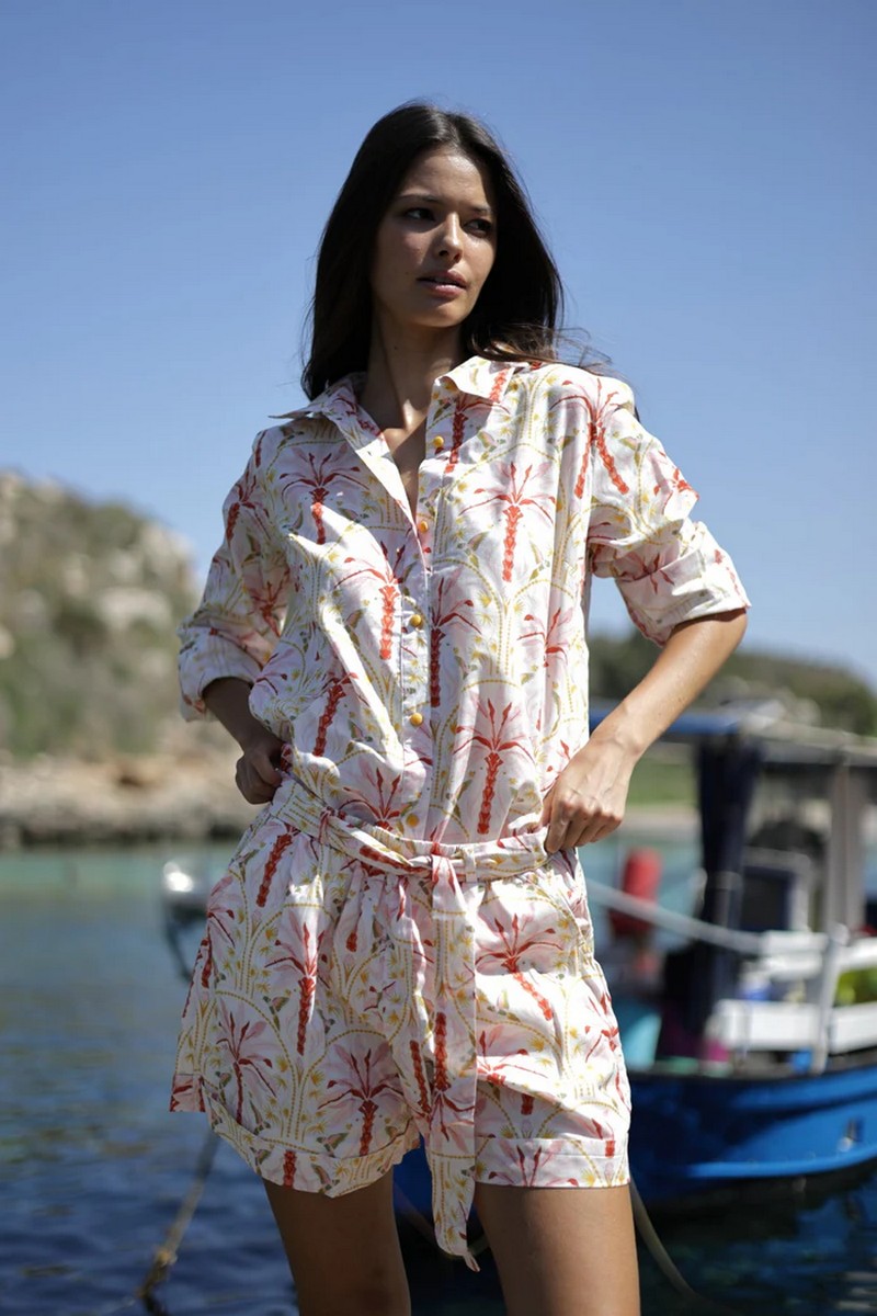 Luna Llena Γυναικείο Σορτς Regular Fit Βαμβακερό Με Ζώνη Και Print φωτογραφία