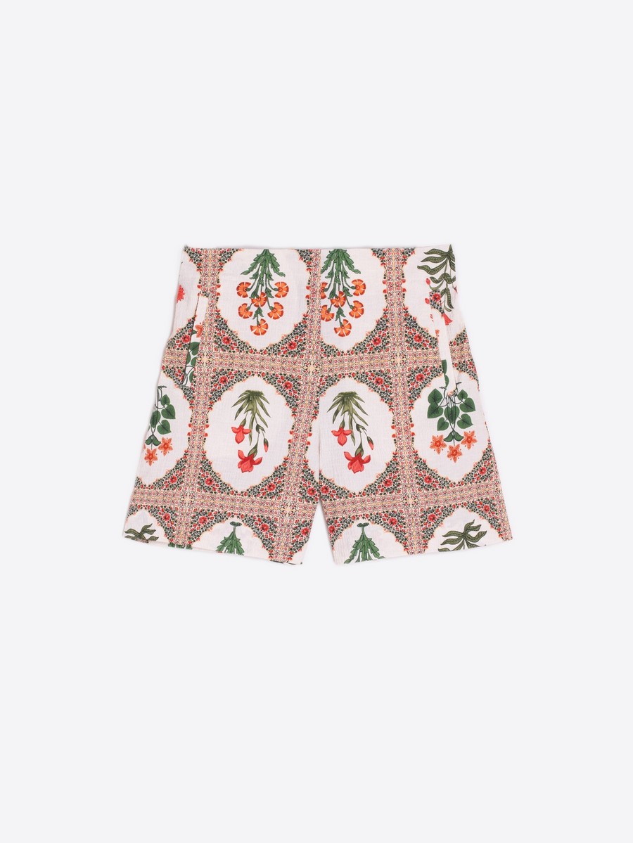 Vilagallo Γυναικείο Σορτς Βαμβακερό Seersucker με Floral Print Regular Fit φωτογραφία