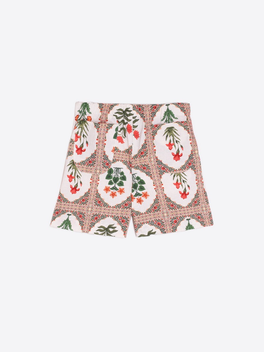 Vilagallo Γυναικείο Σορτς Βαμβακερό Seersucker με Floral Print Regular Fit φωτογραφία