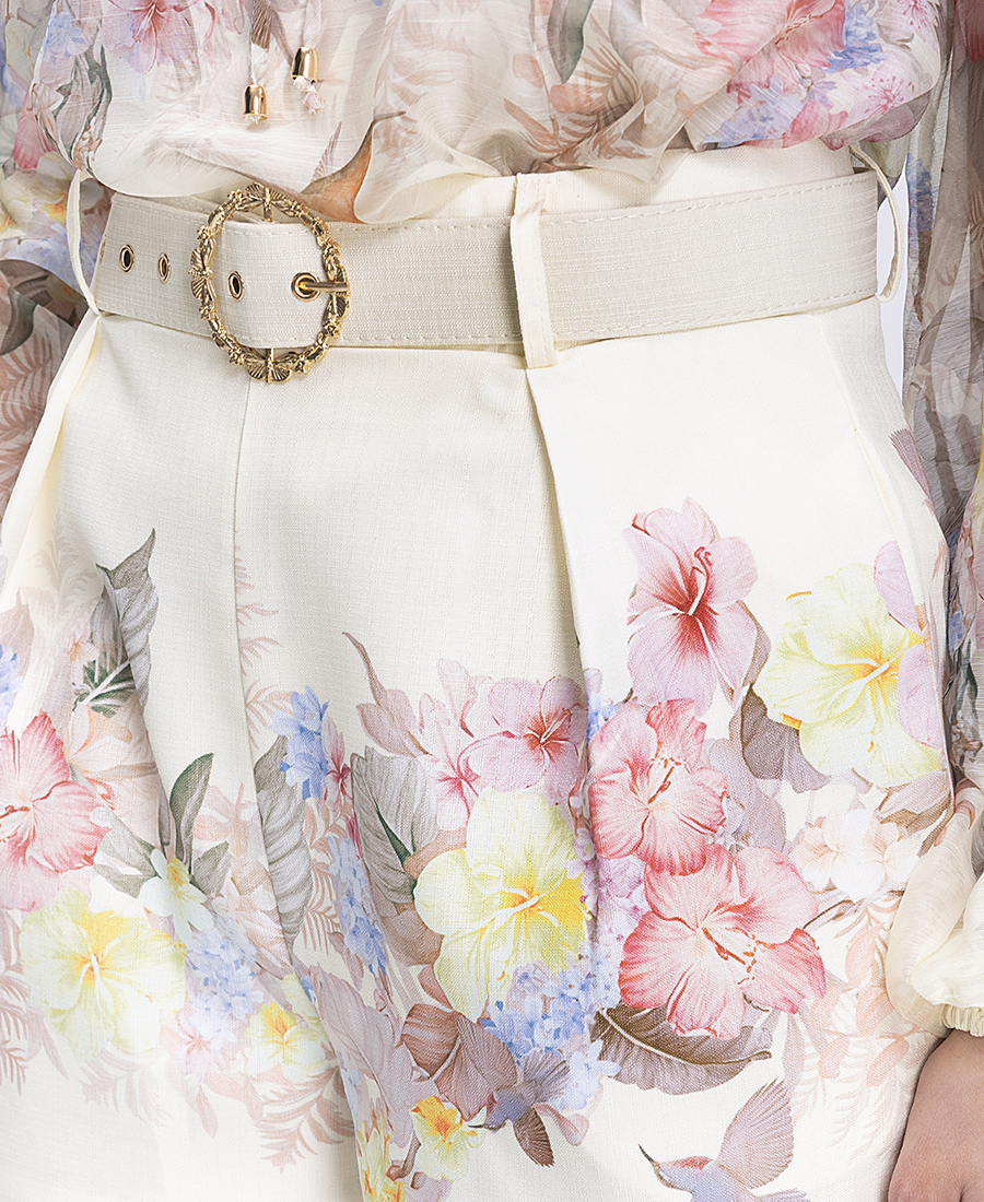 Paper Lace Γυναικείο Σορτς Κανονική Γραμμή Με Floral Print φωτογραφία