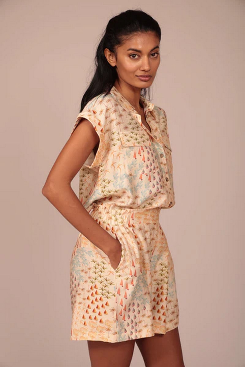 Luna Llena Γυναικείο Σορτς Relaxed Fit Με Tropical Print