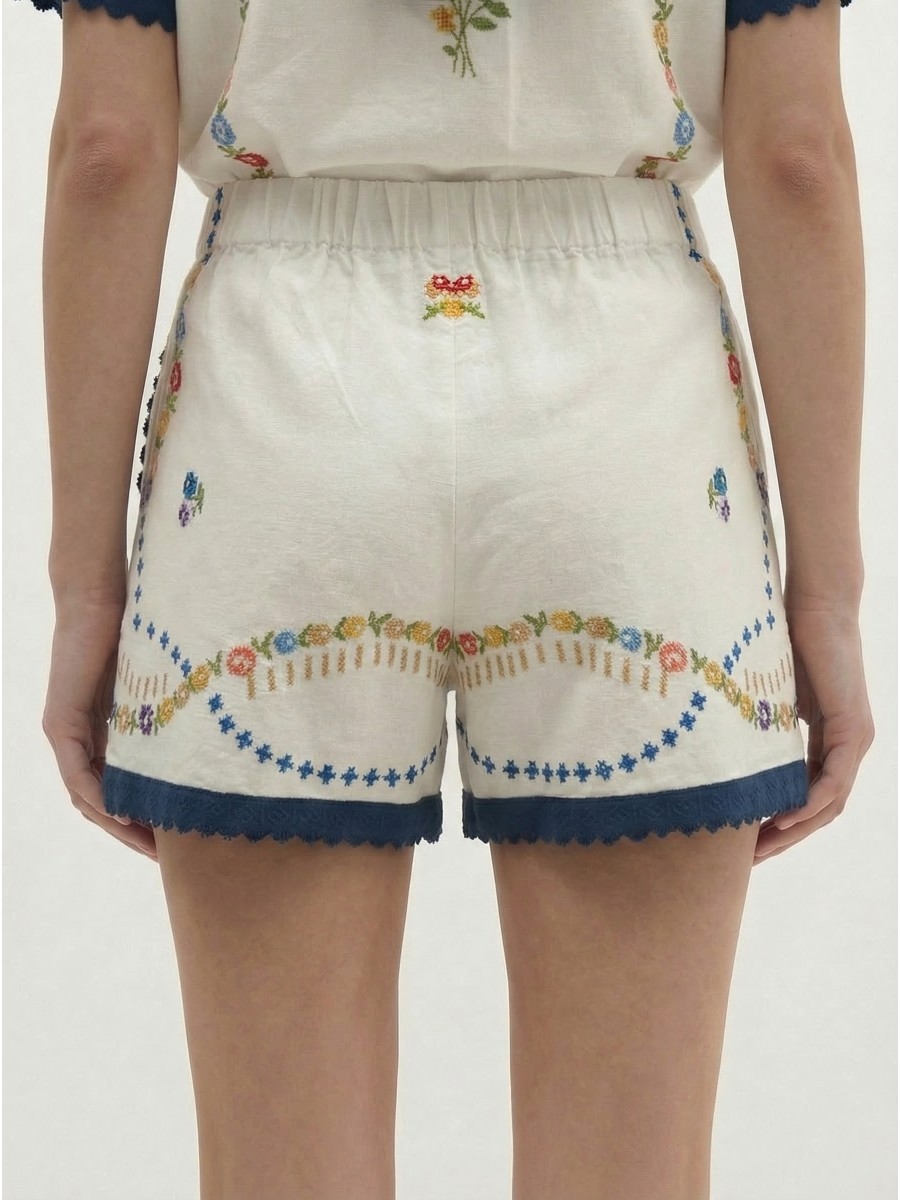 Berenice Berenice Γυναικείο Shorts Με Πολύχρωμο Κέντημα - 5